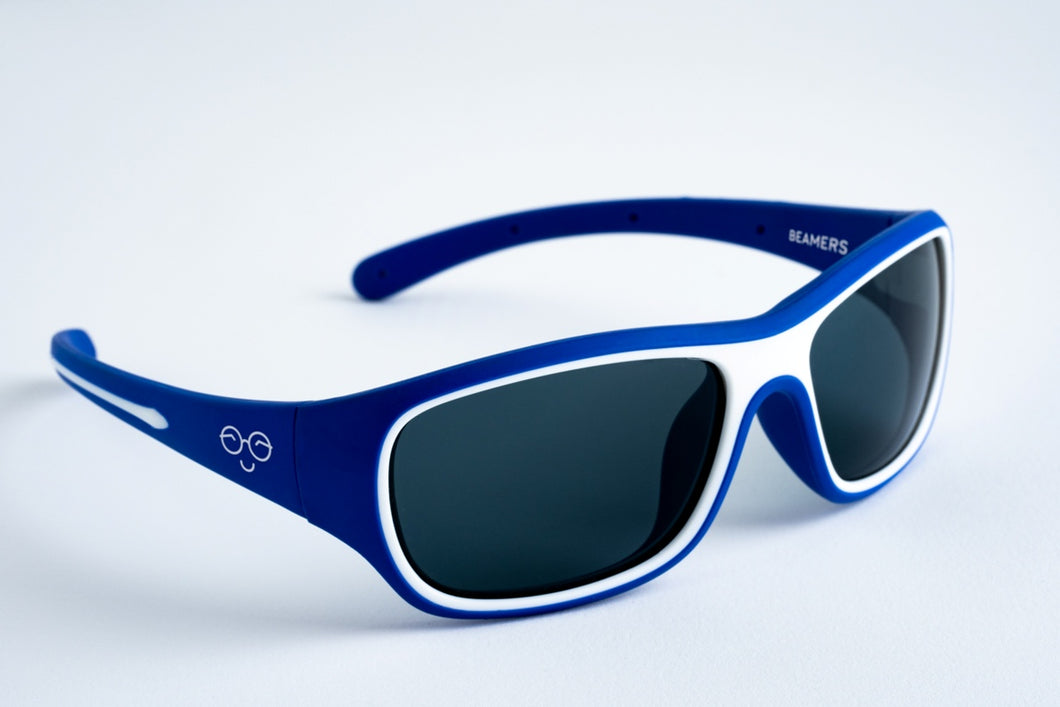 Beamers Bluebird sunglasses for ages 4-8 years. Maximum UV protection, polarised, soft, comfortable, durable, affordable with Optoshield Technology